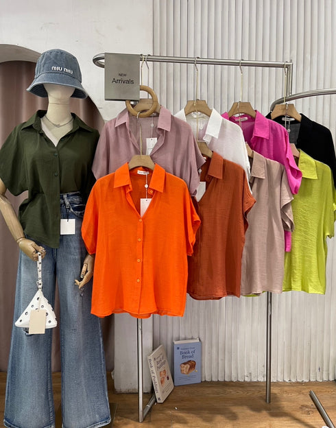 Summer Drop Shoulder Short Sleeves Shirts